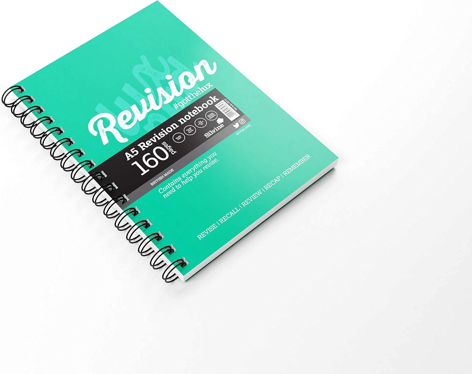 Silvine Luxpad A5 Wirebound Study Notebook - Lined (160 Pages) With Handy Revision Guide