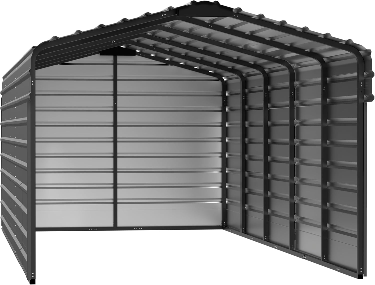 Arrow 10x24x7 3 Sided Carport Charcoal