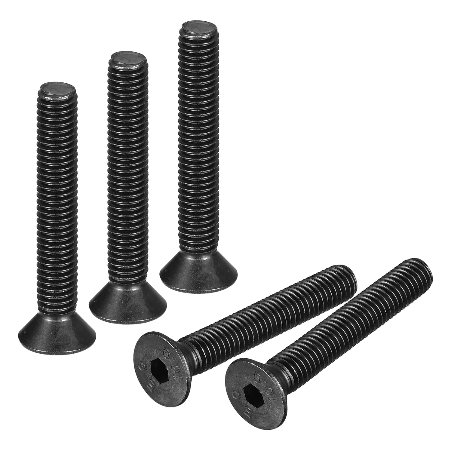 uxcell 3/8-16x2-1/2 Flat Head Socket Cap Screws, 10.9 Grade Carbon Steel Hex Socket Countersunk Flat Head Screw Bolts Fasteners, Fully Threaded, Black Oxide, 20PCS