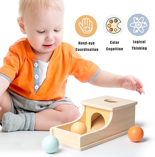 Miniatura 7 de Busy edition Caja de permanencia de objetos infantiles de madera de color bola de bebé juguetes Montessori para niños de 1 2 3 años