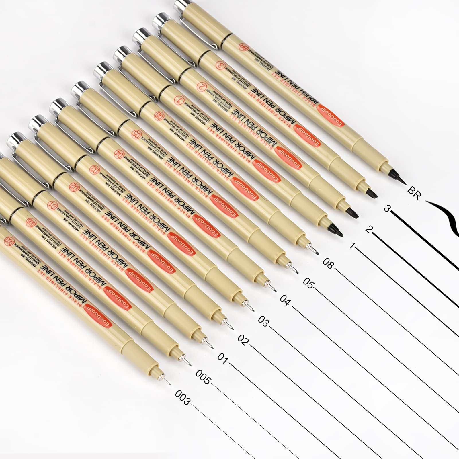 Fyearfly Fineliner Set – 12 Schwarze Stifte Mit Feiner Spitze – Wasserfeste Pigmenttinte Für Zeichnen & Skizzen
