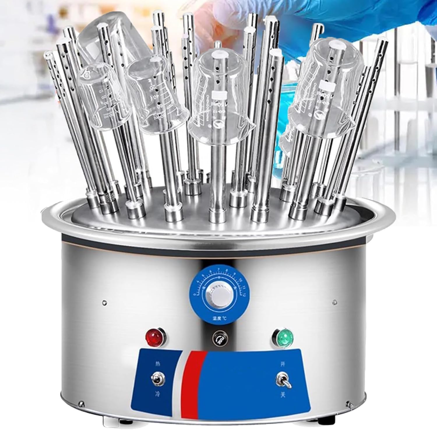 Secador de material de vidrio de laboratorio, incluye 30 tubos, temperatura ajustable de 40 a 120 ℃, tiempo de secado de 8 a 10 minutos, calentamiento rápido y uniforme, para tubos de ensayo y vasos d
