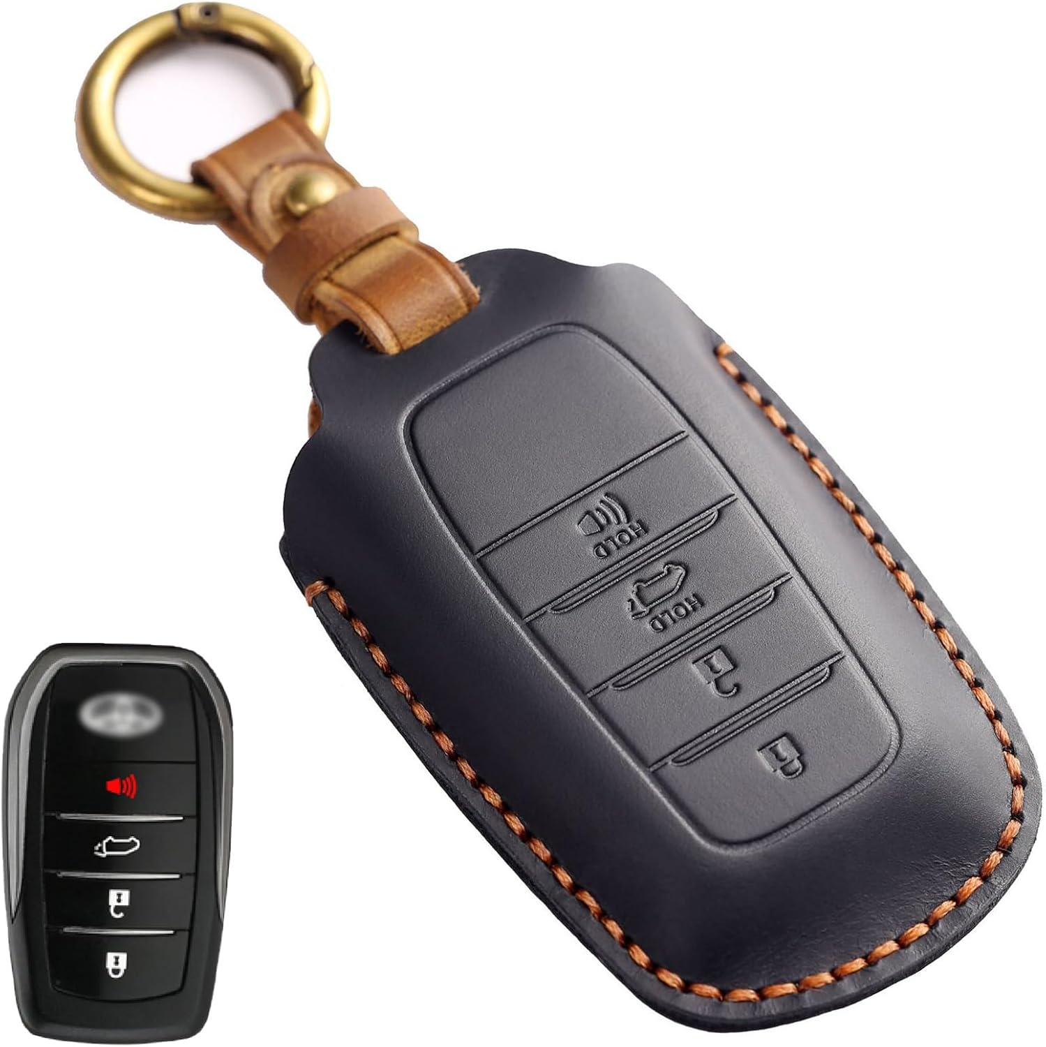 Amazon.com: EASYANT Leather Key Fob Cover for Toyota Tundra, Key Fob ...