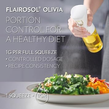 FLAIROSOL OLIVIA SIGNATURE Oil Sprayer for Cooking, 130ml Glass, Gold Print