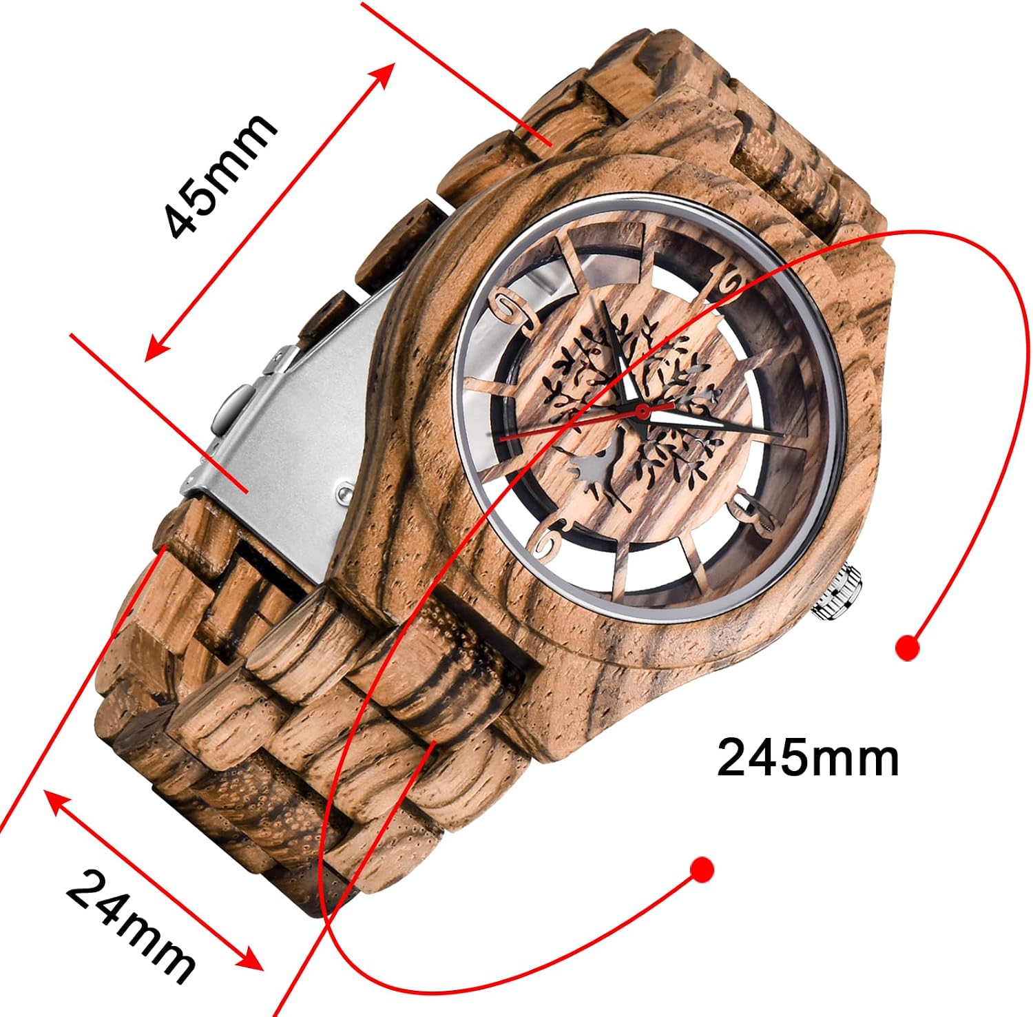 Men's Handmade Wooden Watches Mens Lightweight Analog Quartz Wood Mens Wrist Watch