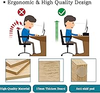Vista 4 de TEAMIX Soporte elevador para monitor de madera, paquete de 2 elevadores ajustables para monitor dual para computadora portátil/PC