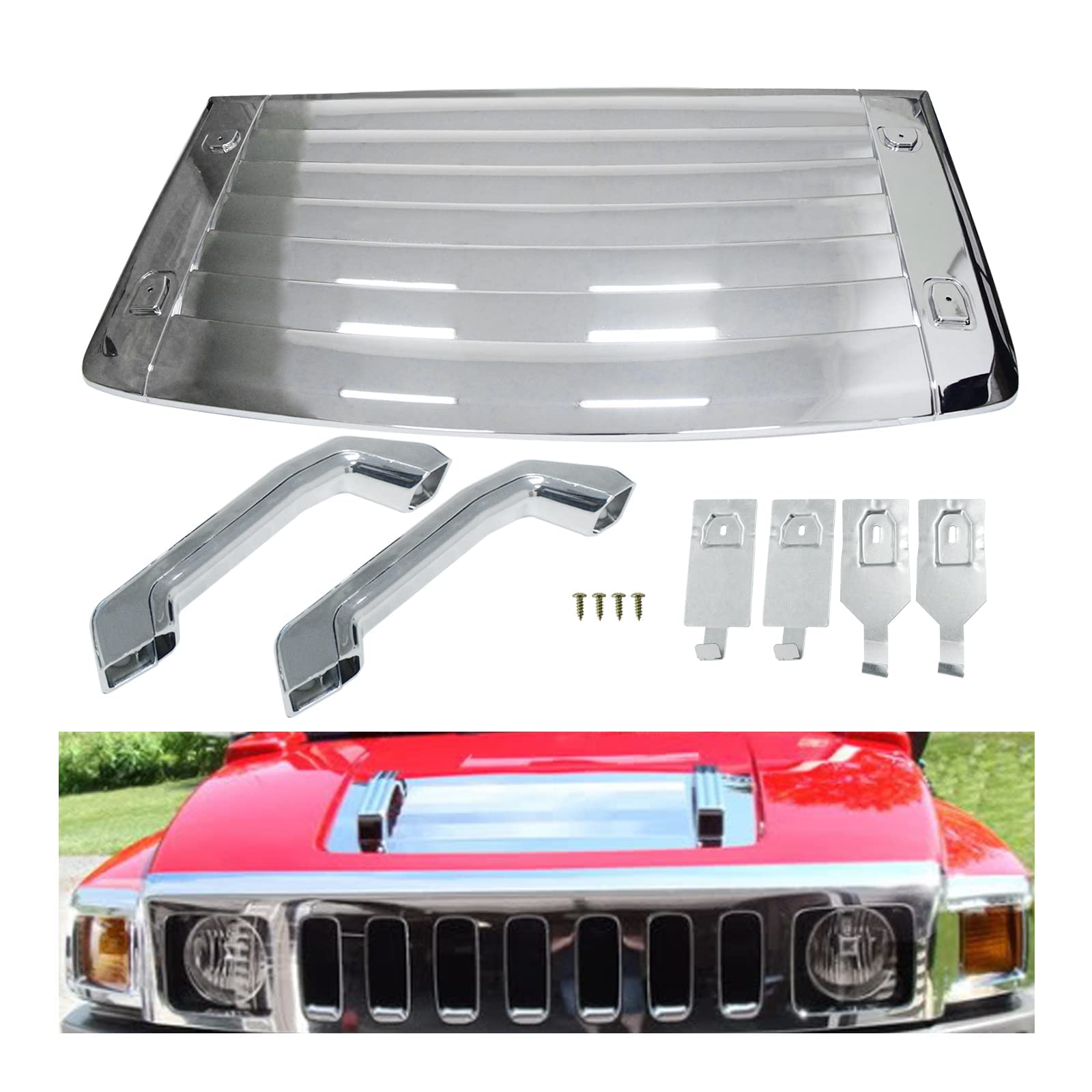 Photo 1 of NBAUTO H3 Hood Louver - Hood Vent Deck Compatible with 2006-2010 Hummer H3 Hood Deck Panel Air Vent Grille Handle Cover Trim OT00911A OT00911A