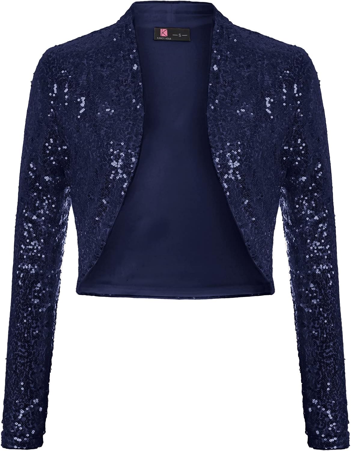 KANCY KOLE Women's Sequin Shrug Long Sleeve Open Front Cropped Bolero Jackets S-XXL