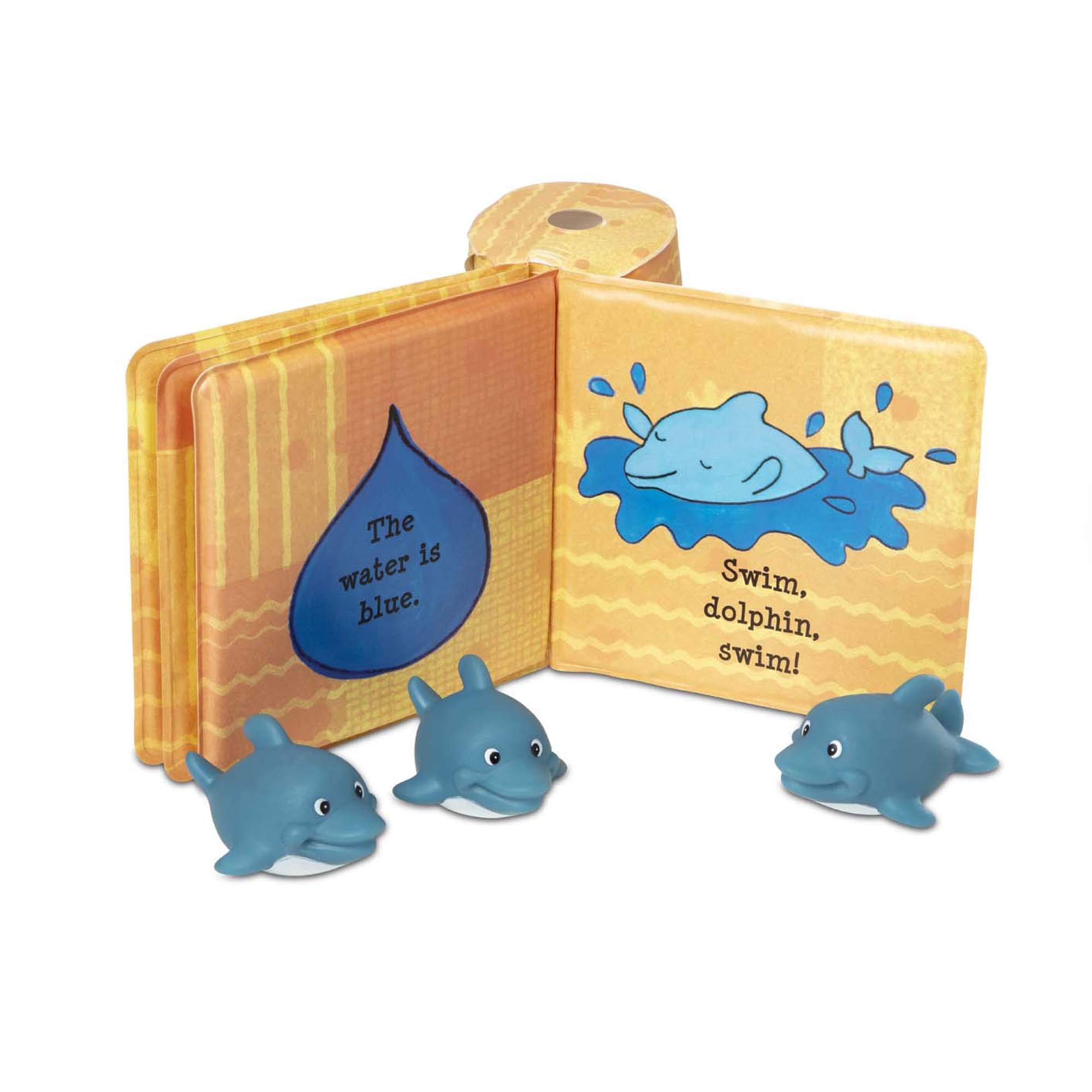 Melissa & Doug Children'S Book - Float-Alongs: Baby Dolphins (Bath Book + 3 Floating Dolphin Toys)