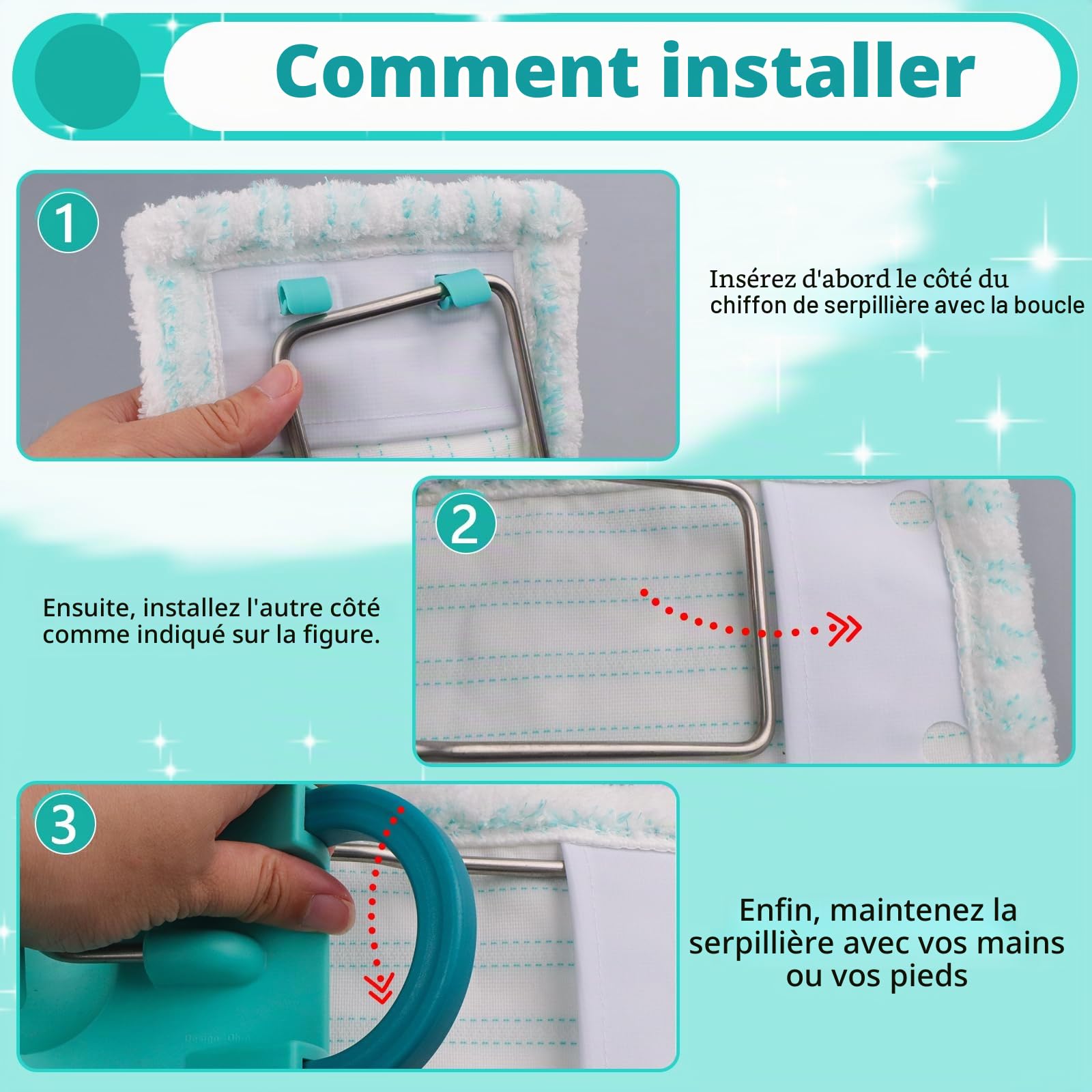 3 Pièces Serpillères de Rechange pour Leifheit Profi XL Micro Duo 47x15cm Housses de Rechange pour Leifheit Profi XL Cotton Plus, Housse de Rechange en Microfibres pour Tous Les Types de Sols