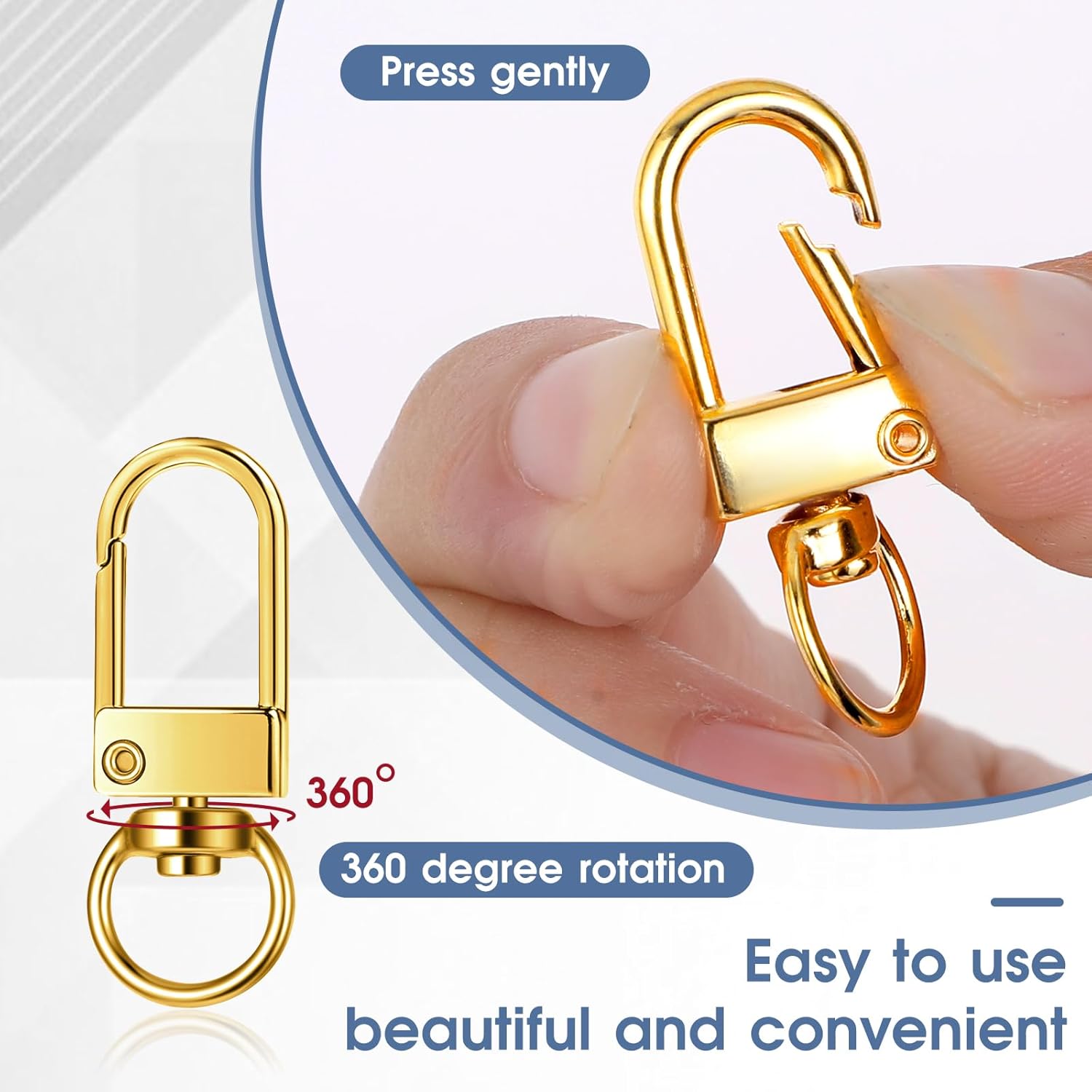 30 Pieces Lobster Claw Clasps Gold Swivel Snap Hooks, Metal Lobster Clasp Keychain Swivel Lanyards Snap Hooks Key Chain Hooks for Jewelry Making Purse Bags Keychain Clasp Connector Art Crafts