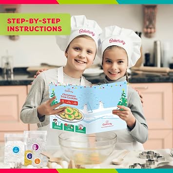 Baketivity Christmas Tree Biscuit Making Baking Set for Kids, Essential and Fun Kitchen Lessons for Little Young Chefs, Includes Christmas Tree Biscuits, Set B