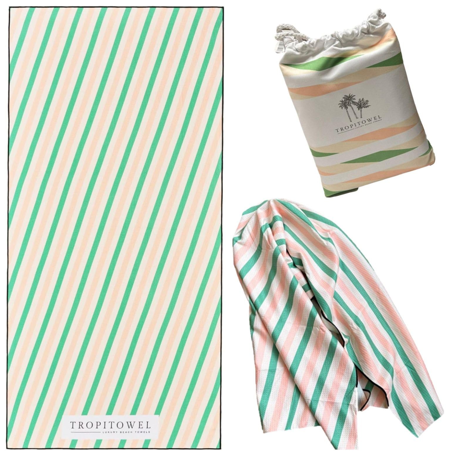 RB INTERNATIONAL Beach Towel with Bag, Microfiber Waffle Construction Double-Sided. Sand-Free, Quick-Dry