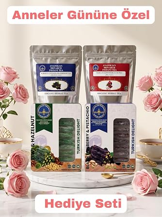 French Press Hediyeli Anneler G n  Hediye Seti, Nar  ay  & Karadut  ay  + 2 Adet Proteinli Lokum 250gr