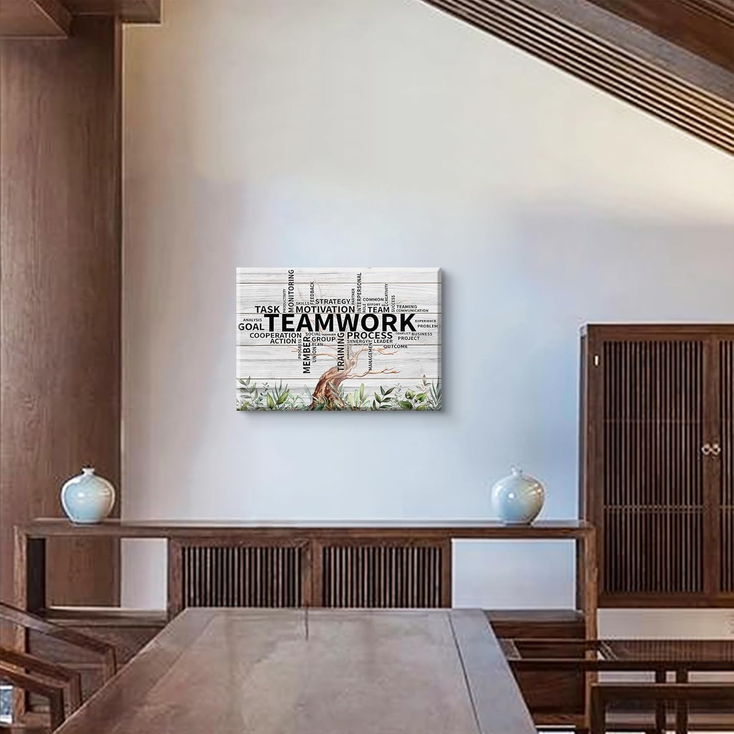 BRPXJRA Office Teamwork Motivational Wall Art Inspirational Office Canvas Wall Decor We Are A Team Posters Rustic Positive Affirmations Pictures Positive Quotes Prints Paintings Ready To Hang16x12in - Image 6