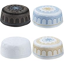 4pcs Embroidery Kufi Caps for Men Muslim Prayer Hats Solid Summer Islamic Praying Beanie Skull Hats Kofia Topi Hats