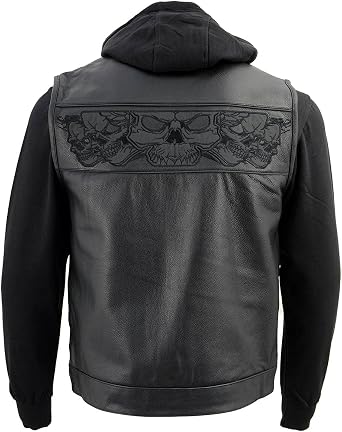 Milwaukee Leather Men's 2-in-1 Black Leather Vest, MLM3563