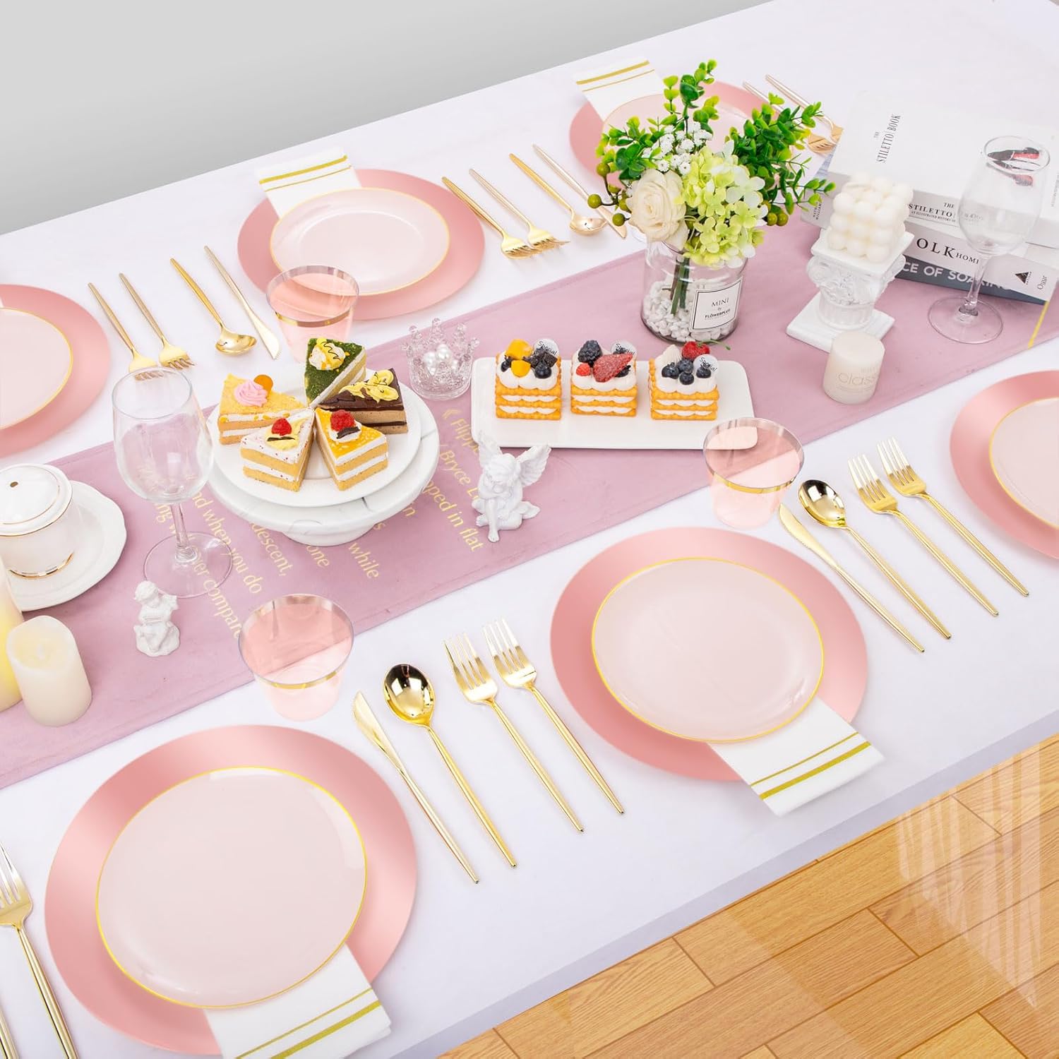 100 PCS Rose Gold Paper Placemats Shiny Mirrored Round Disposable Charger Decorative Place Mats Tablemats for Birthday Bachelorette Wedding Bridal Shower Valentines Day Party Dinner Table Decor