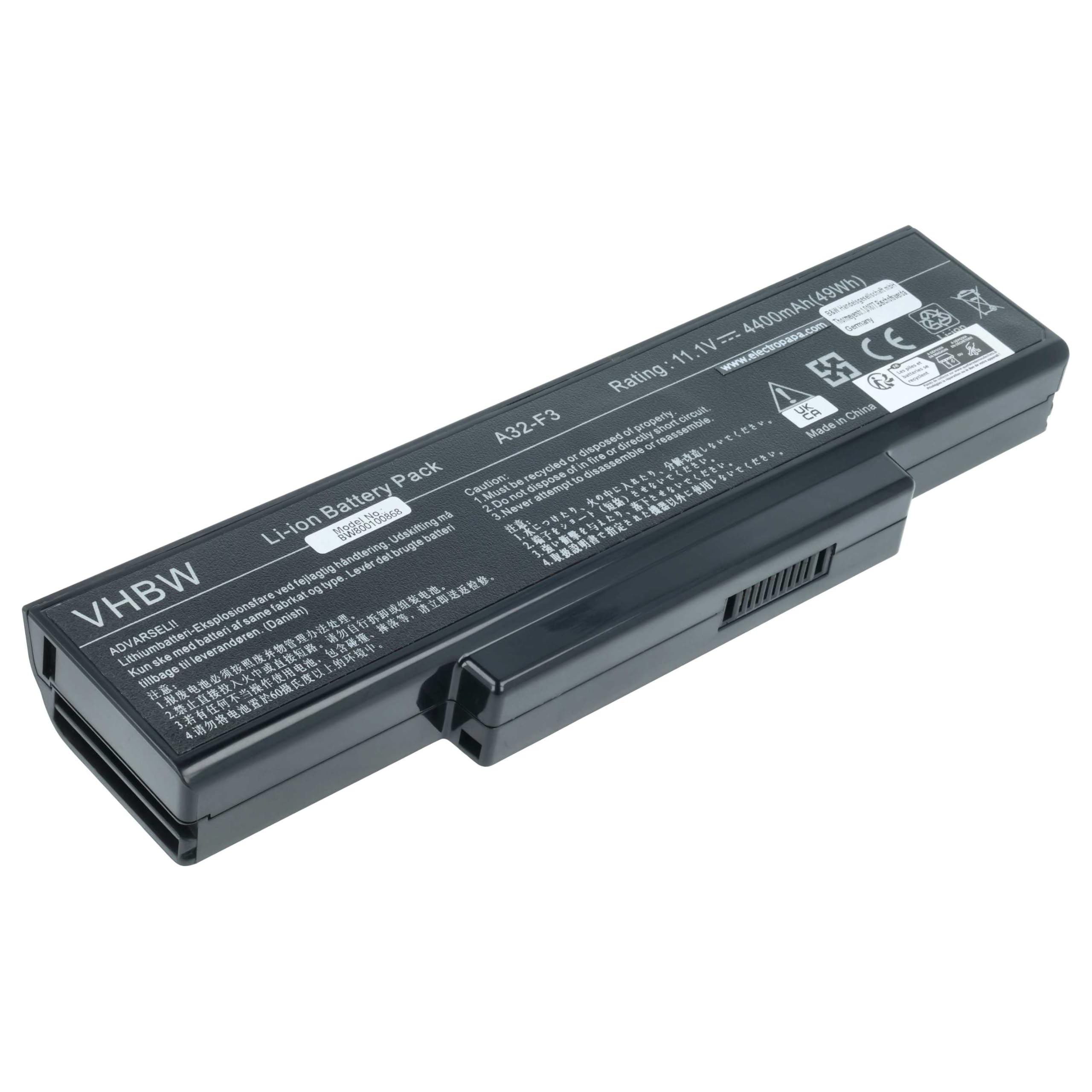 vhbw batteria compatibile con Asus F2hf, F3F, F2J, F2Je, F3Ja, F3Jc, F3, F3E, F3H, A9rp, F3J, F2, F2F notebook (4400mAh, 11,1V, Li-Ion)