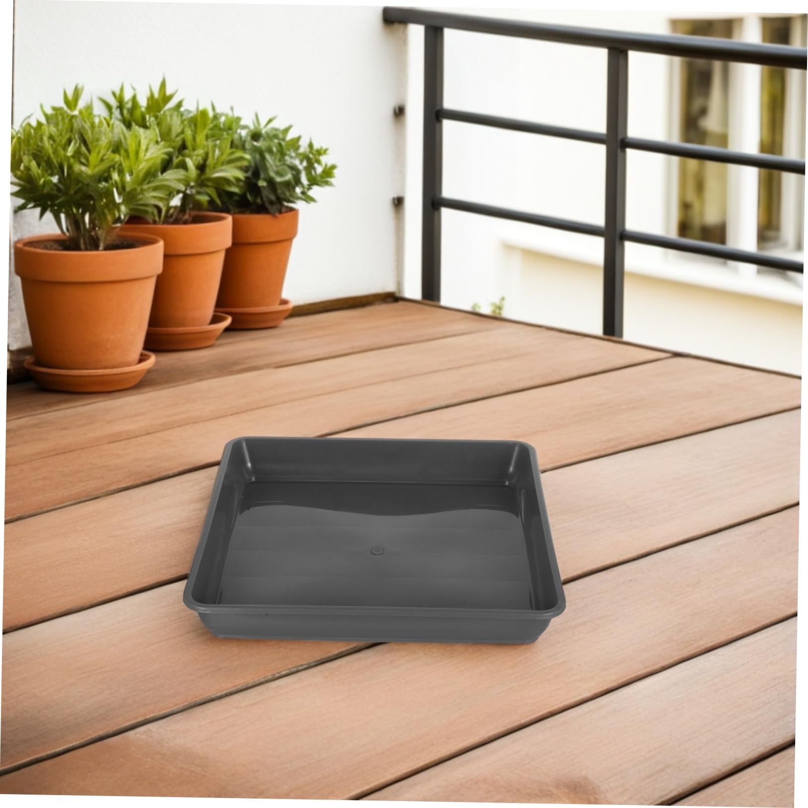 UPKOCH 3 Stück Quadratische Pflanzuntersetzer aus Dickem Wetterbeständigem Kunststoff Stabile Abtropfschalen für Blumentöpfe für Sukkulenten Bonsai Indoor und Outdoor Graue Pflanzschalen