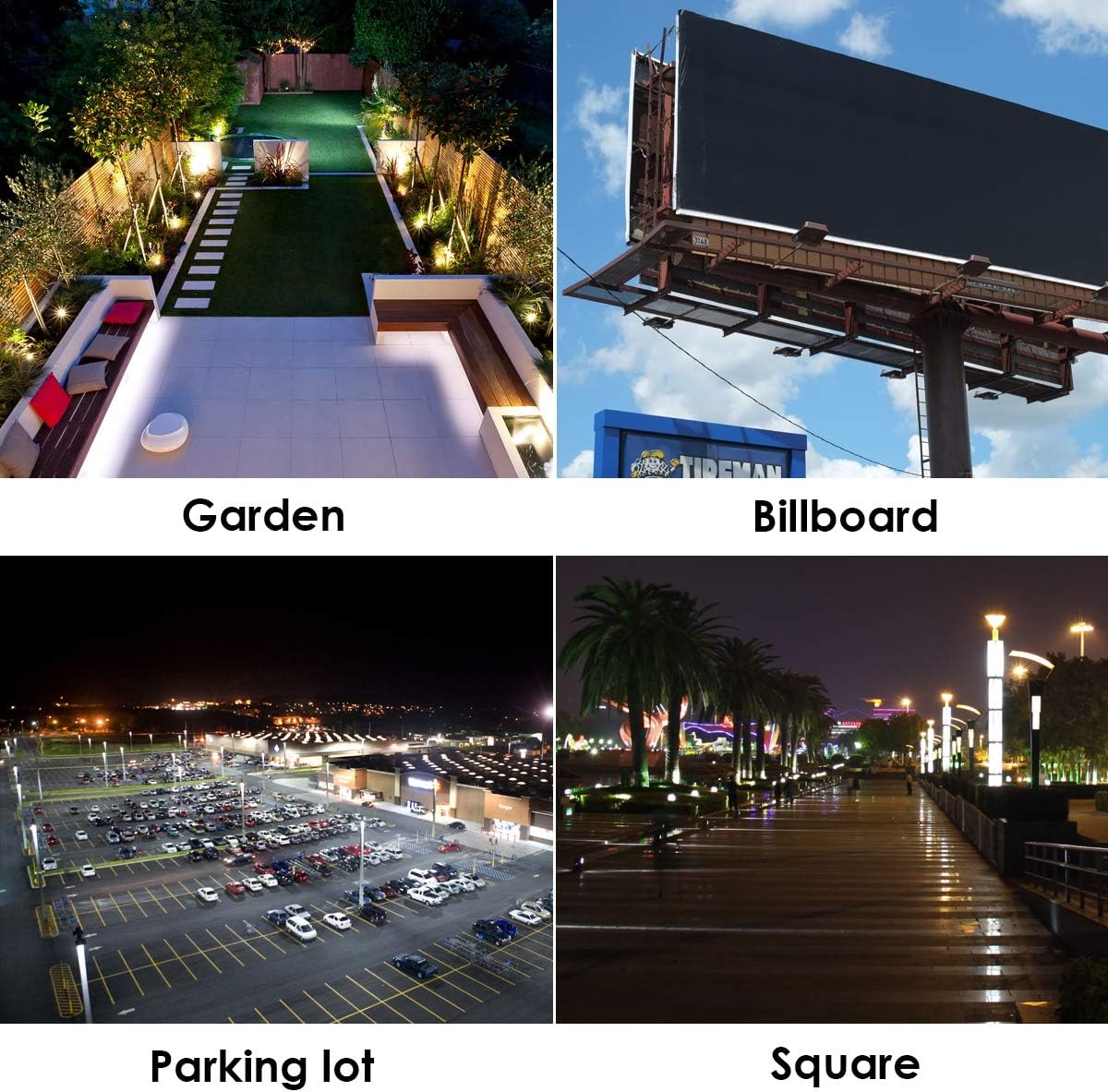 200W LED Flood Lights 6000K Daylight White Lighting Fixtures Super Bright 20000lm Outdoor Security Lights IP66 Waterproof 110-285V Commercial Industrial Lighting Fixtures