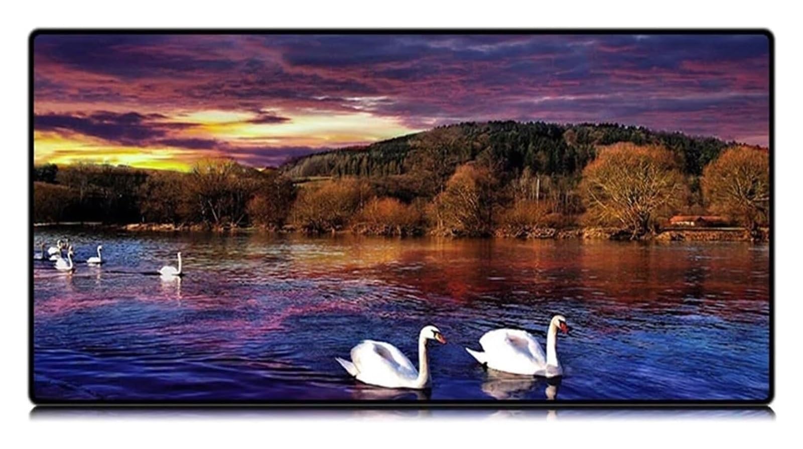 Podkładka pod mysz, Krajobrazowa podkładka w kształcie łabędzia, antypoślizgowe gumowe biurko do laptopa(3mm,700x300mm)