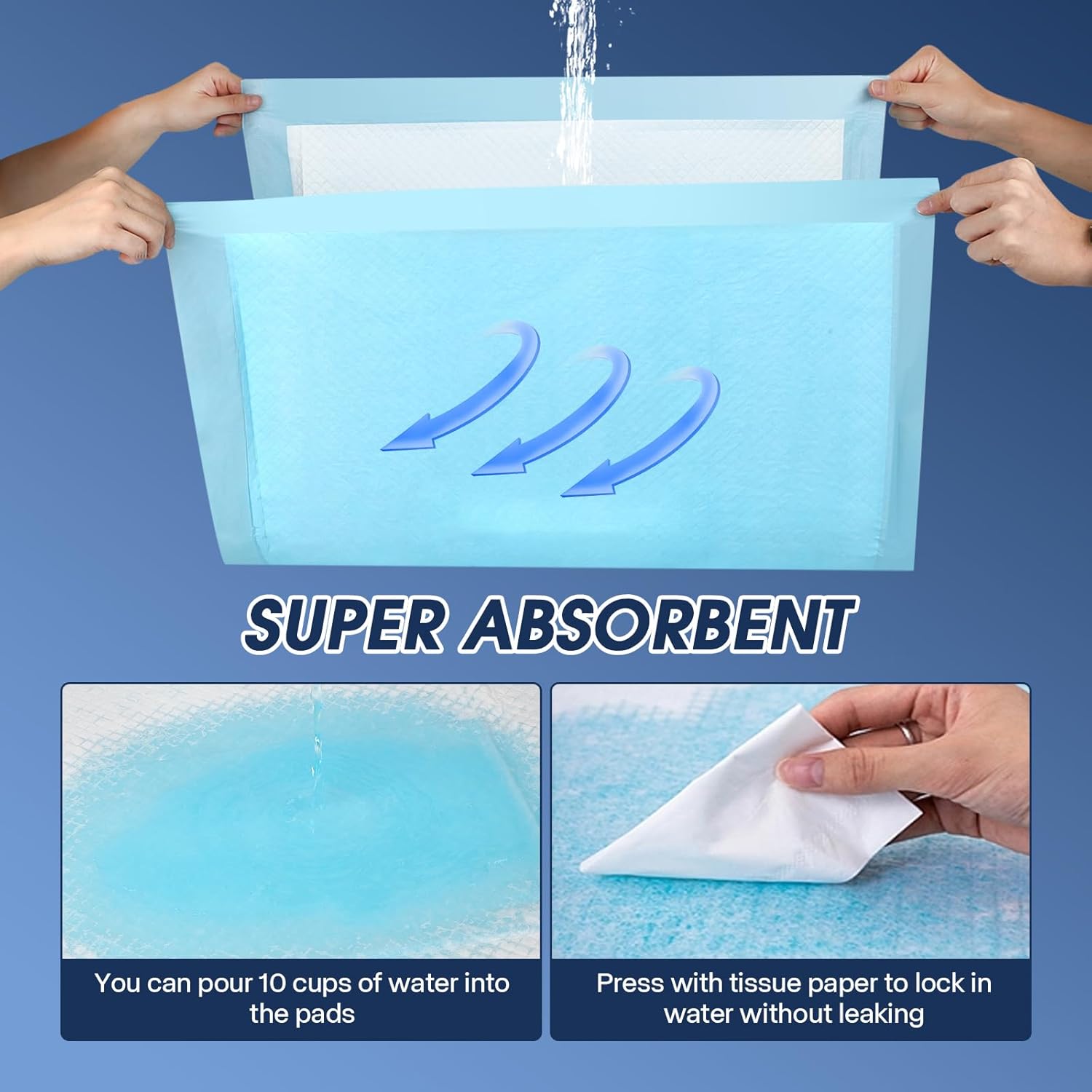 Extra Large Dog Pee Pads, Super Absorbent Puppy Training Pads, Thickened Pet Pee Pads for Dogs (50, M)