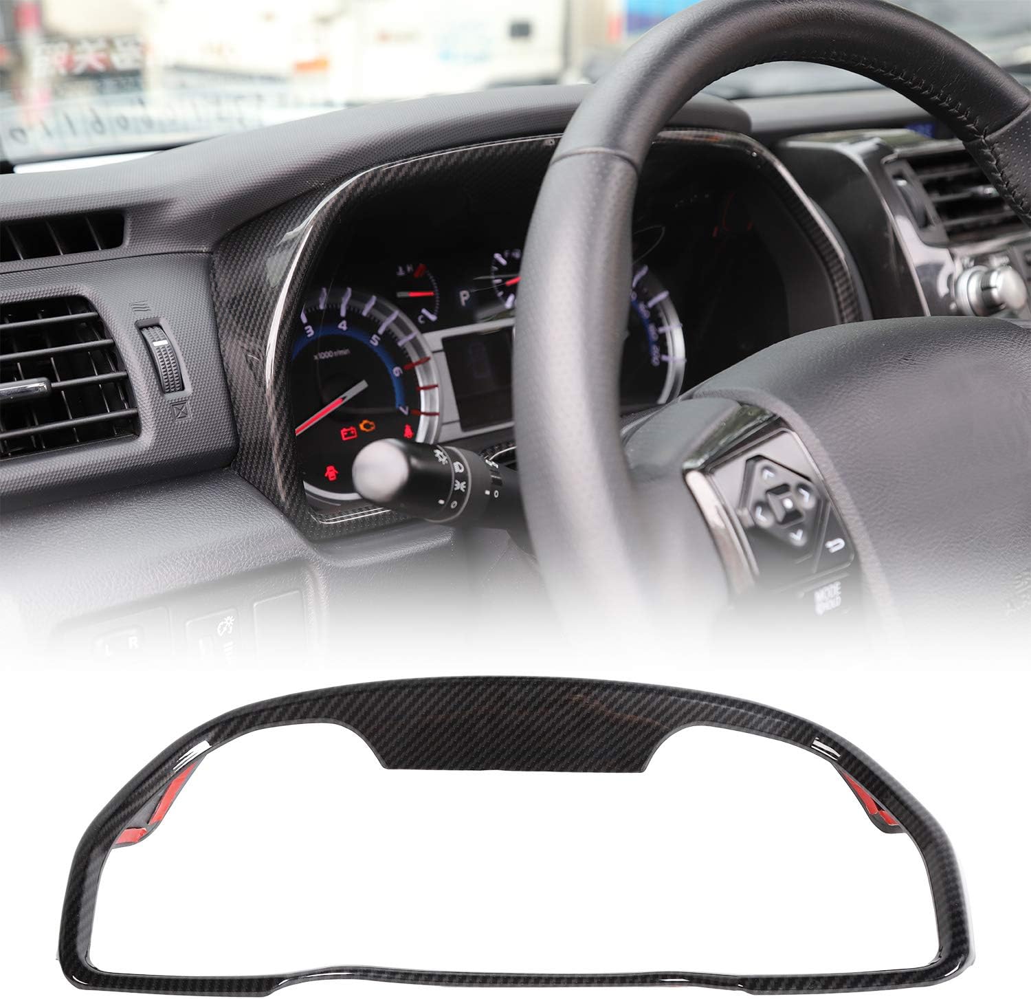 JeCar Instruments Panel Cover Dashboard Panel Display Frame Decor Interior Decoration Accessories for Toyota 4Runner 2010-2019, Carbon Fiber Texture
