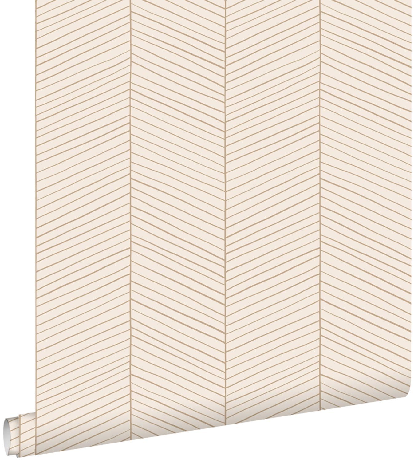ESTAhome Tapeta motyw jodełki piaskowymIbeżowym 53 cm x 10.05 m