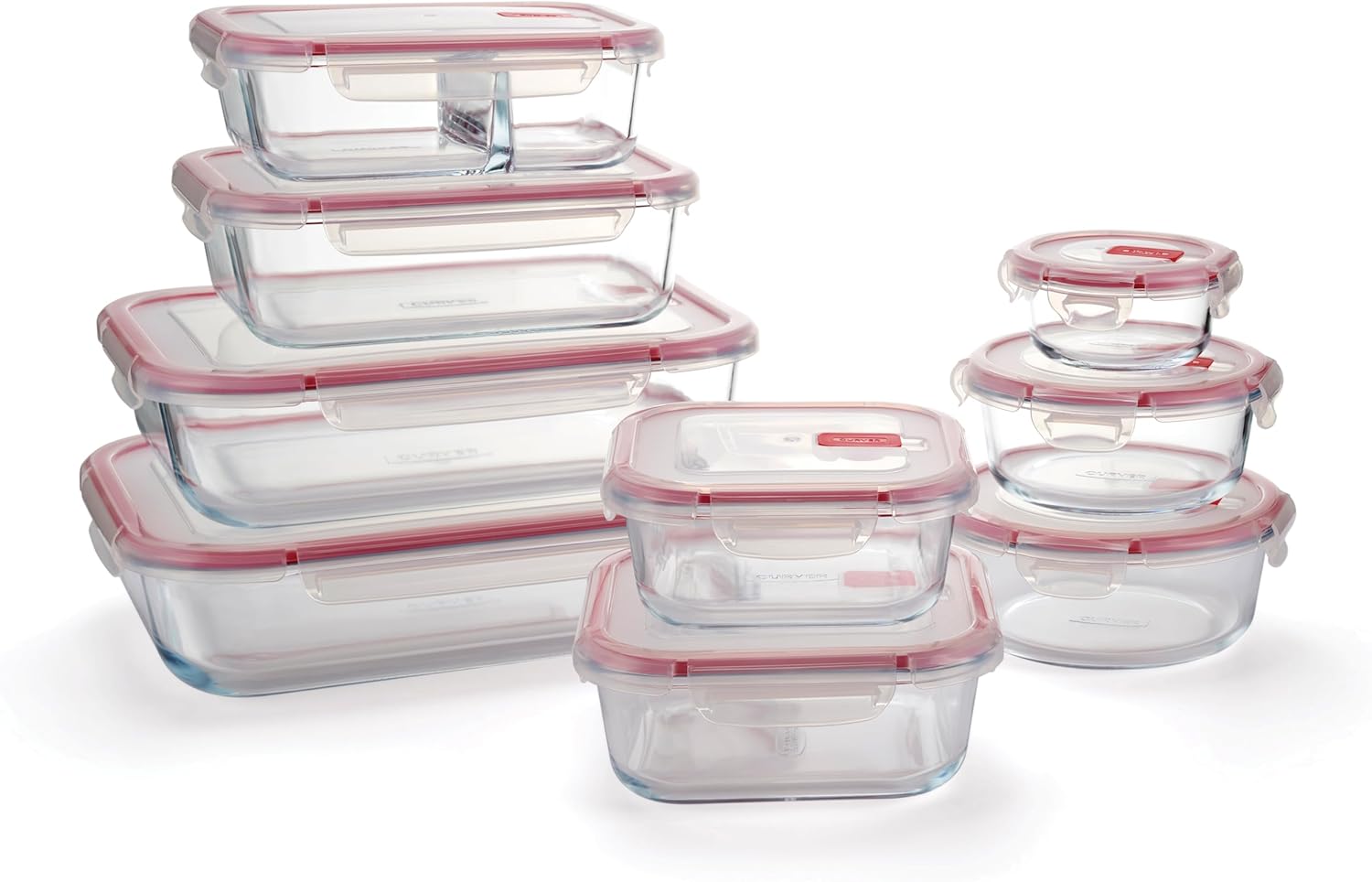 CURVER Rectangular Glass Airtight Food Storage Container - 1.5L Capacity with Clip Lock - Easy Storage & Keeps Food Fresh - Freezer & Oven Safe