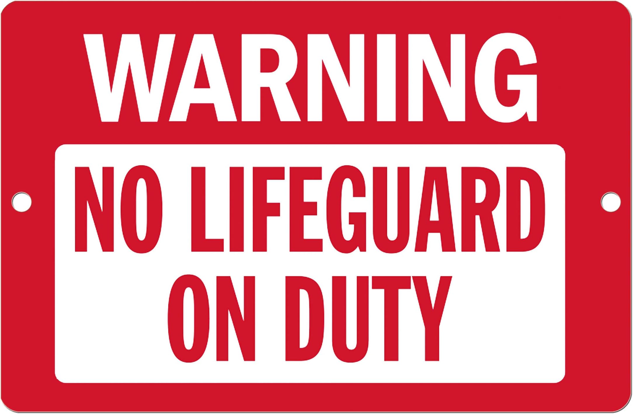 Angel Indigo Warning No Lifeguard On Duty Decorative Sign
