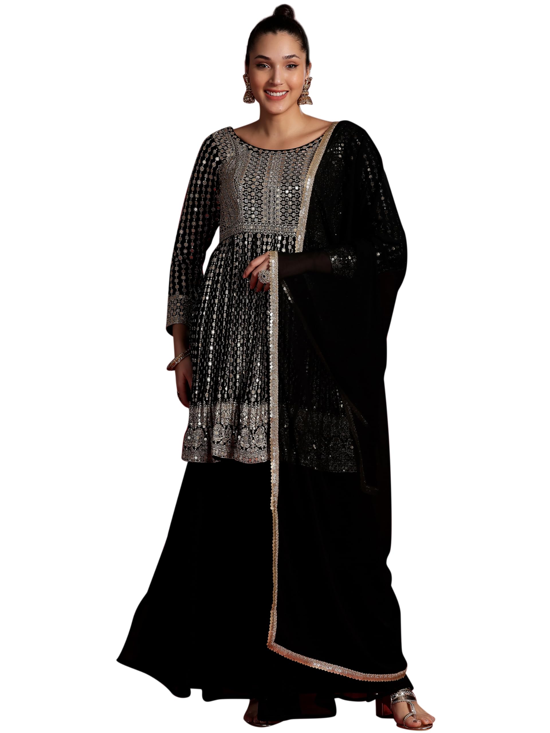 Libas Art Women's Kurta Set, Black, L