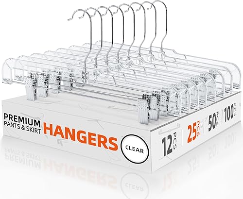 Colgador Household Mal de 14 para faldas pantalones y camisas con pinza - Disponible en colores transparente y negro Plástico Transparente 14