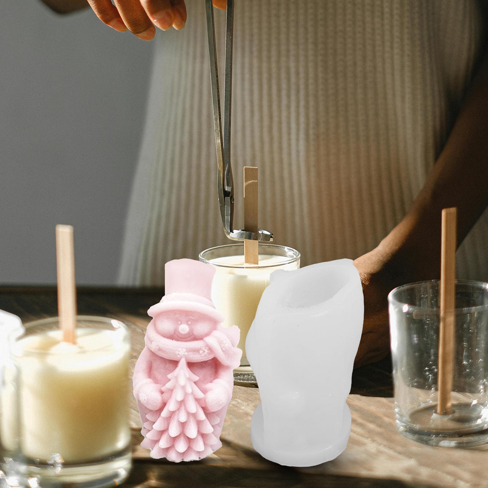 10 Pièces Moule à Bonhomme de Neige de Noël en Silicone,