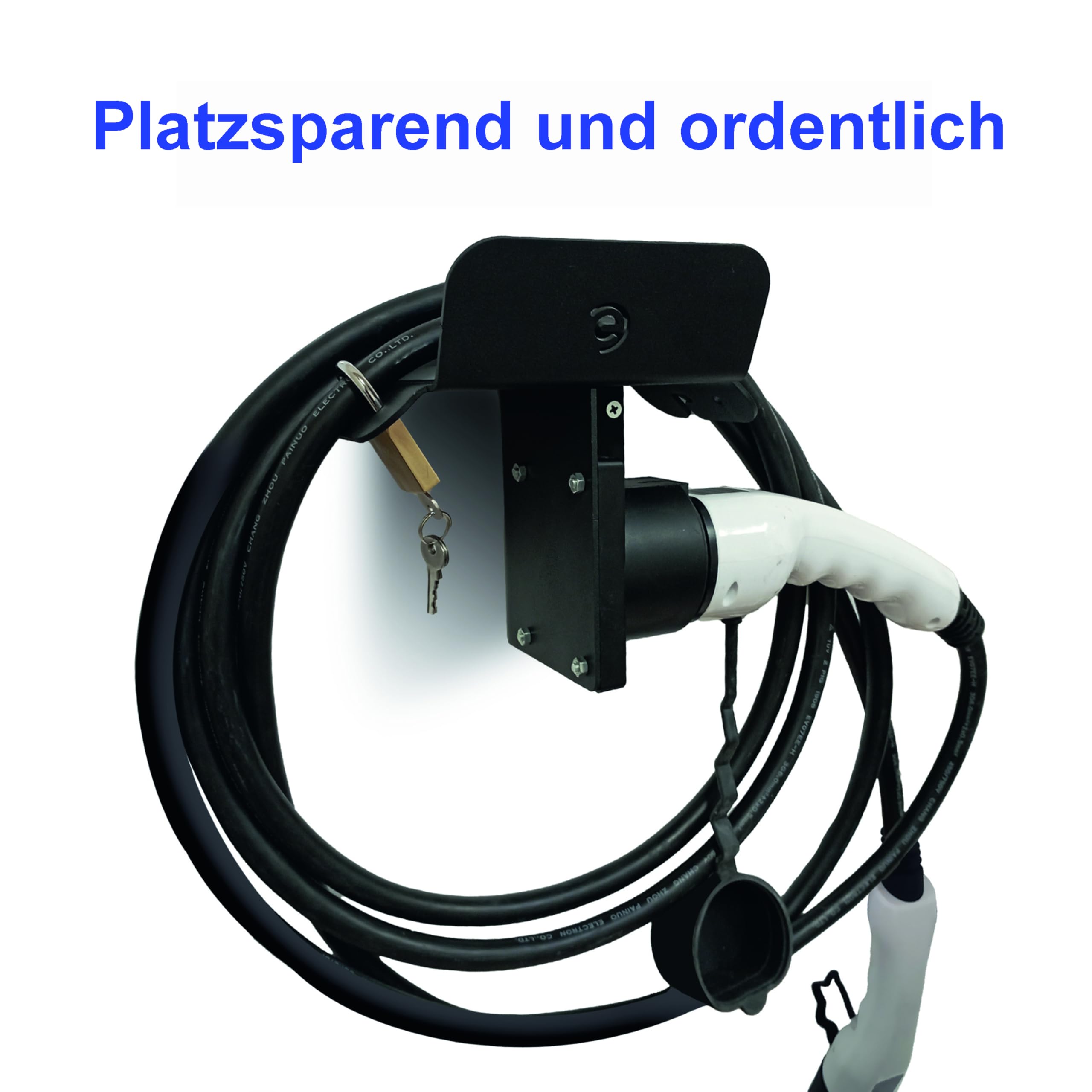 Support de câble de chargeur de véhicule électrique de type 2 - Cadenas verrouillable - Support mural pour voiture électrique avec prise de type 2 IEC 51296-2 - Station de charge murale