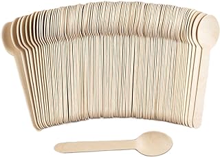 Mart Wooden Disposable Spoons, 100pcs, 6in Biodegradable, Compostable, Wooden Craft, Dessert Spoons, Party, Cake Spoons Chocolate Stirrers