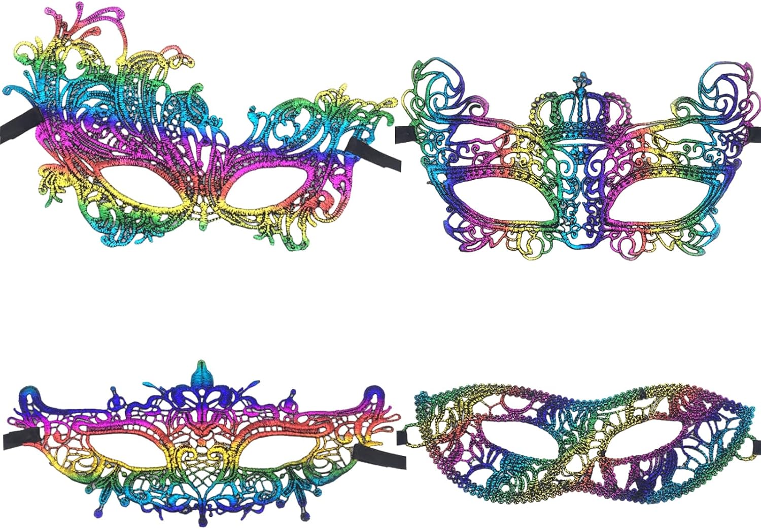 4PCS Masquerade Masks for Women Venetian Lace Eyemasks For Party Gothic Carnival