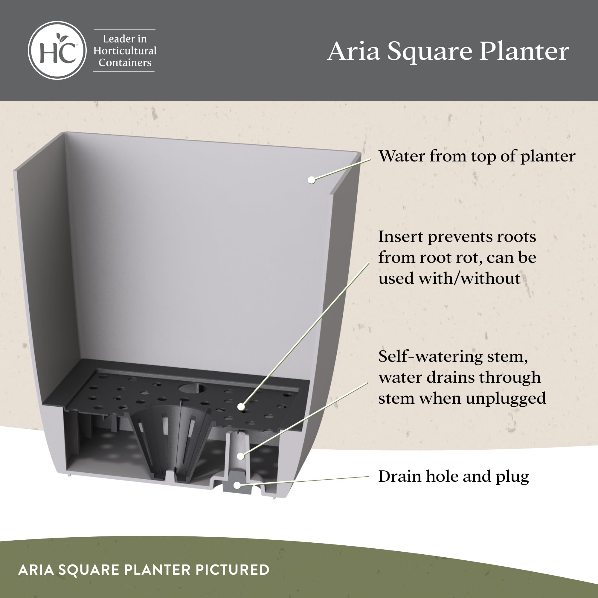 The HC Companies ASP08000P80 Square Planter, Glossy White, 8 Inches - Image 3