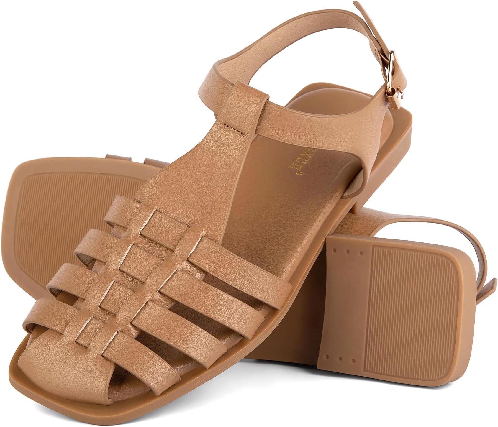 Women's Flat Sandals Closed Toe Summer Roman Sandals Beach Sandals Square Toe Gladiator Outdoor Shoes