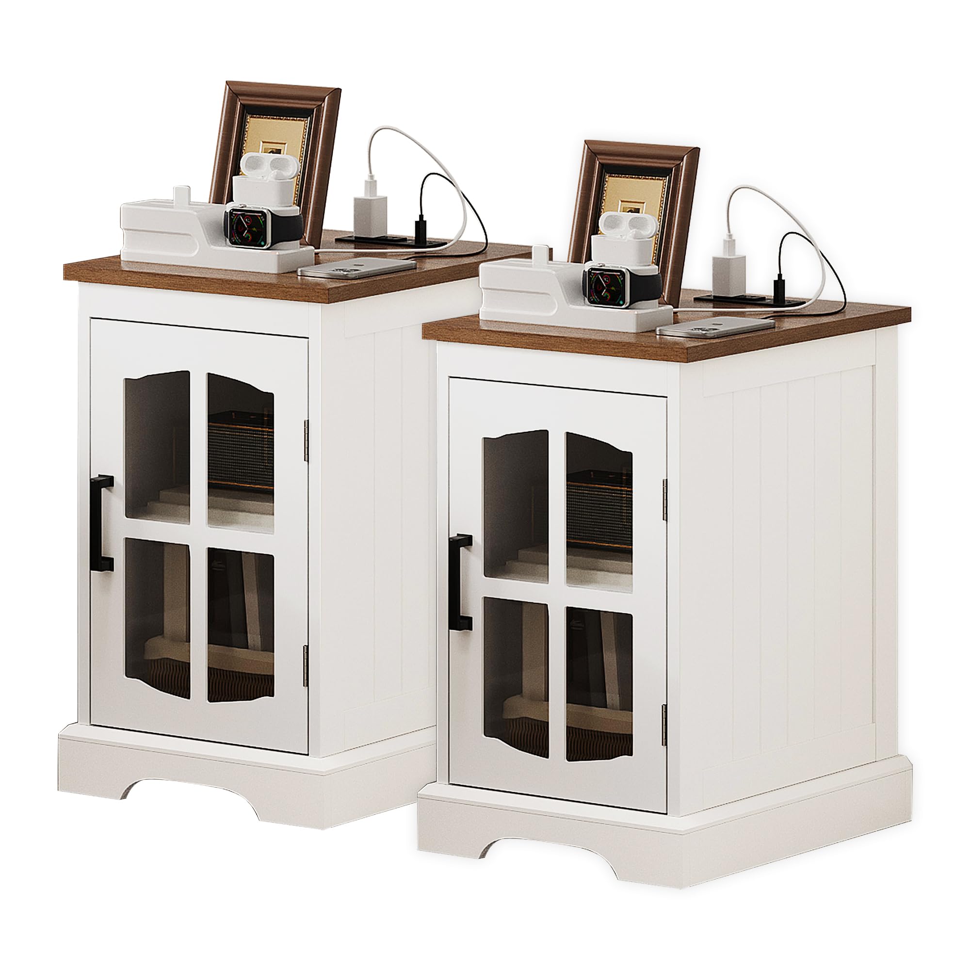 Table d'appoint blanche pour salon résolvant le manque de prises