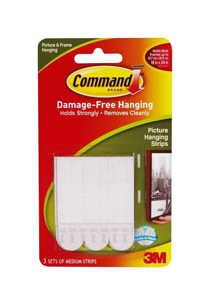 Velcro Strips COMMAND PICTURE HANGING STRIPS 17203 Small And Medium Pack White Velcro Command Strips