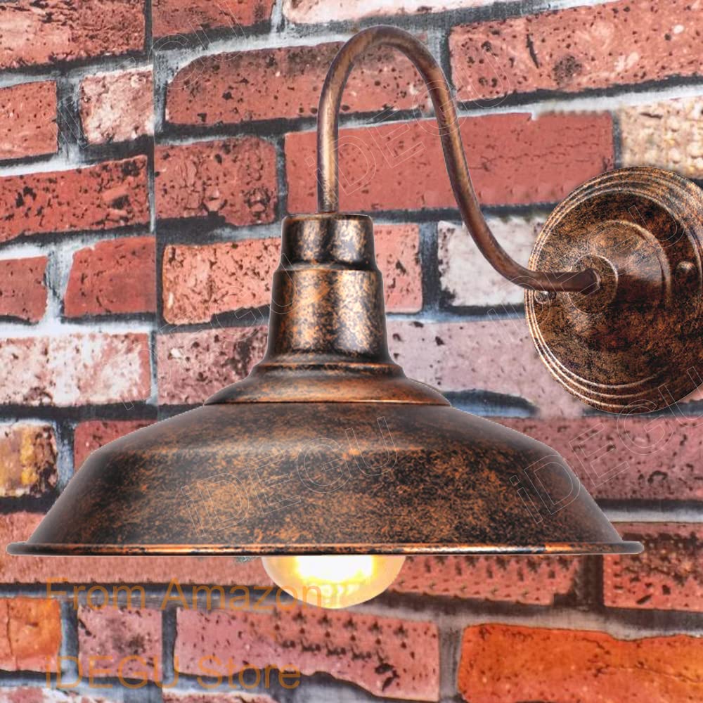 iDEGU 2 Pezzi Applique da Parete Vintage Industriale, 26 cm Lampada da Parete Interni E27 Lampada per Sala da Pranzo, Cucina, Ingresso, Veranda - Ruggine Rame