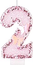 Number 2 Birthday Candles, 3D Pink Number 2 Candles, Cake Topper Decoration, Butterfly Birthday Cake Decoration, for Children, Adults