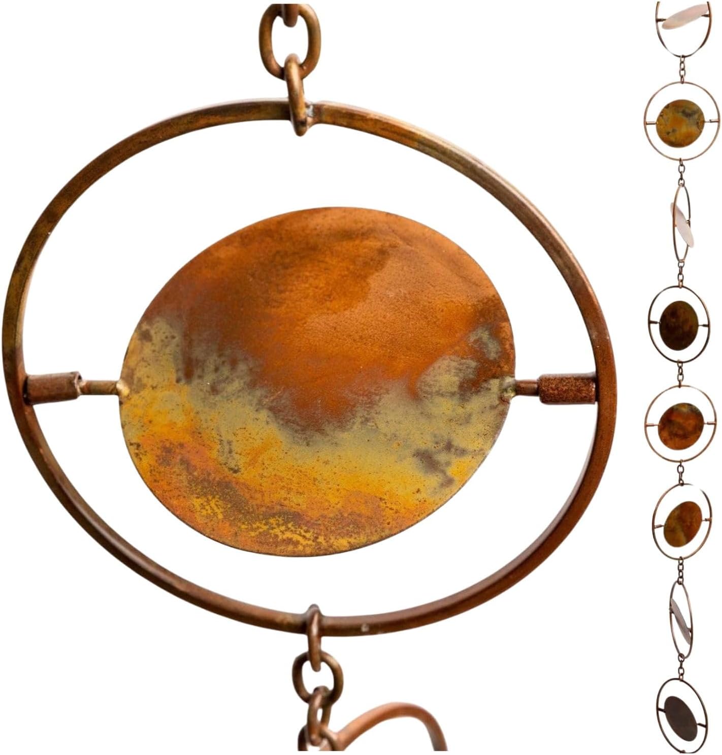 Happy Gardens Flamed Circles Hanging Ornament - Metal Wind Spinner Outdoor Garden Decor