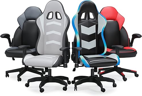 Miniatura 16 de Signature Design by Ashley Lynxtyn - Silla giratoria para juegos de oficina en casa con iluminación LED, color negro y gris