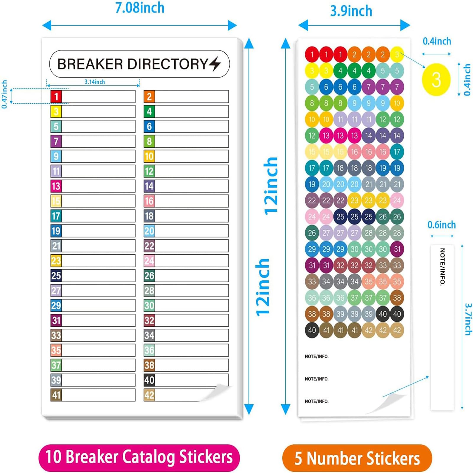 10 Pcs Number Stickers,Circuit Breaker Labels, Waterproof Durable