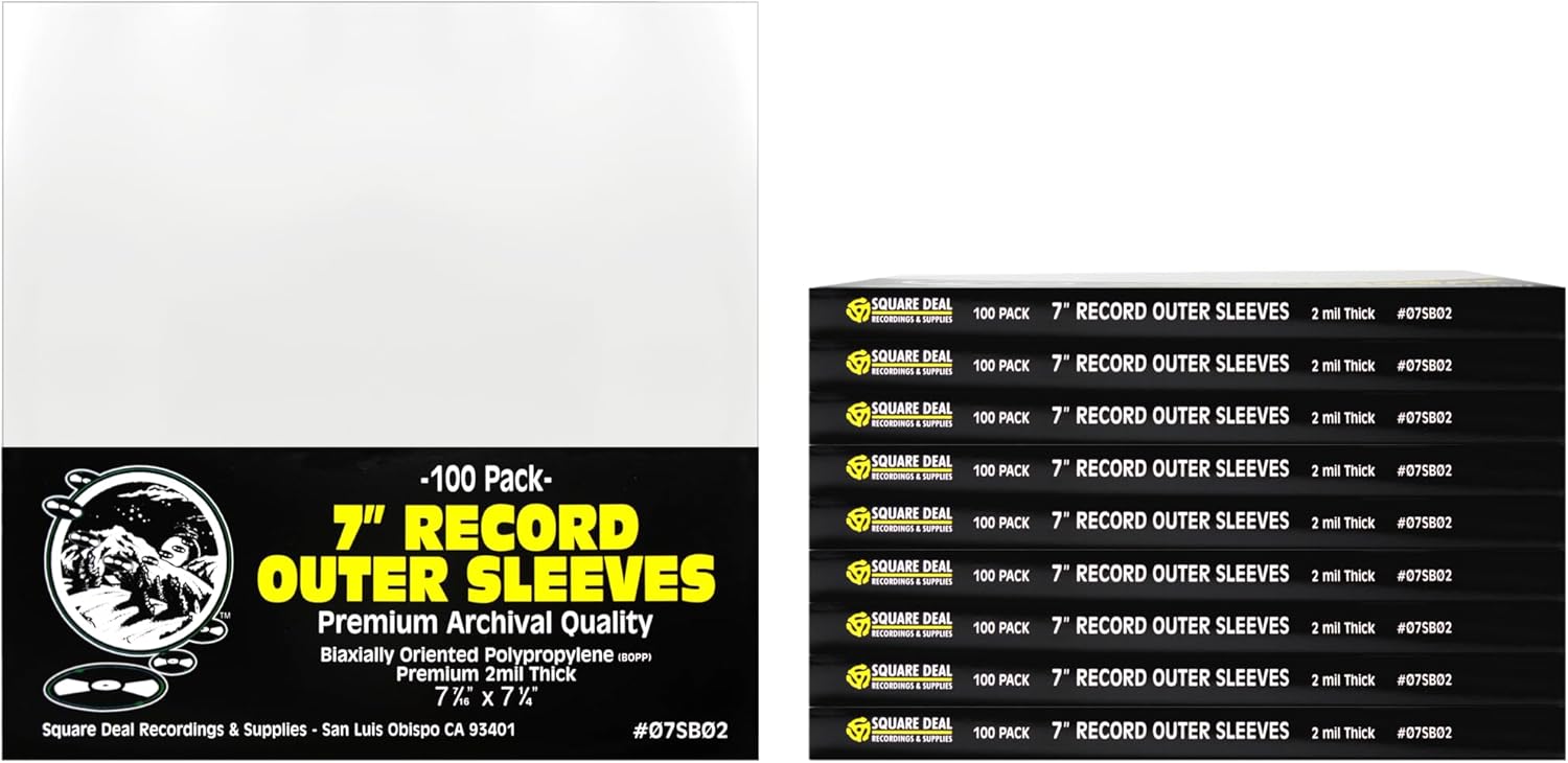 (1000) 7" 45rpm Record Outer Sleeves - Super Clear Premium 2 Mil Thick - Perfect Fit, Archival Quality #07SB02