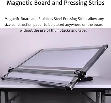 Multi-Angled Drawing Board with Ruler and Parallel Motion Bar, Portable Laminated Surface for Artists, Designers, and Students