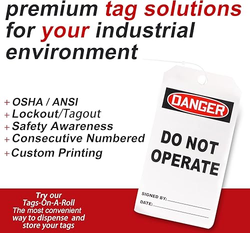 Miniatura 7 de Etiquetas rojas de peligro, etiquetas de no operar con 25 bridas, no quitar la etiqueta de seguridad, etiquetas de loto compatibles con OSHA para