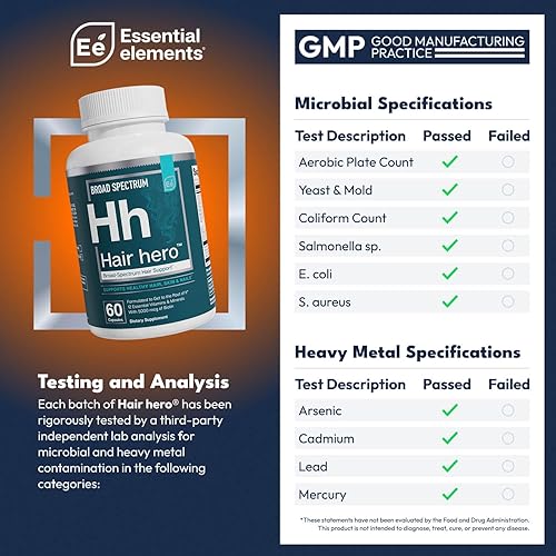 Miniatura 2 de Hair Hero - Potente fórmula para el crecimiento del cabello cabello y uñas saludables 5000 mcg de biotina elementos esenciales suministro de 60 días
